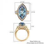 Paraiba Blau Triplette Quarz, Weißer Zirkon Ring, 925 Silber Gelbgold Vermeil (Größe 19.00) ca. 9.17 ct image number 6