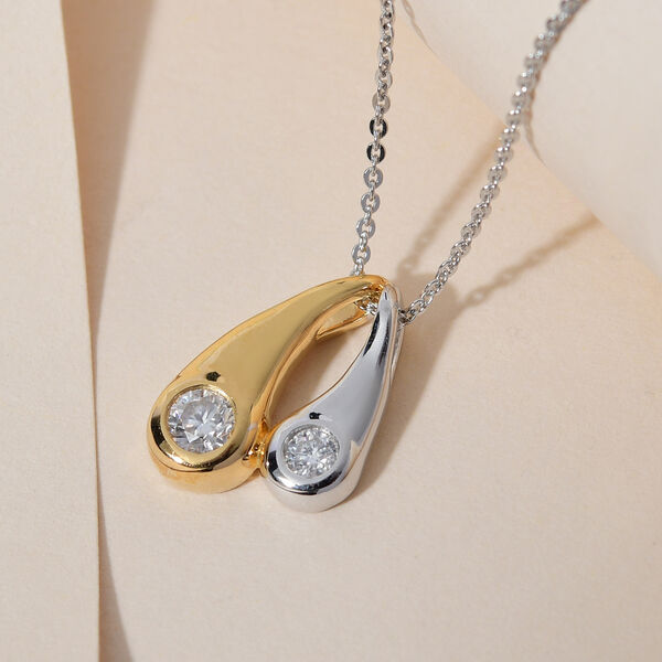 88 Facetten Moissanit-Anh&auml;nger mit Silberkette, ca. 50 cm, 925 Silber Bicolor ca. 0,34 ct image number 3