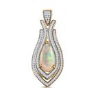 Natürlicher, äthiopischer Welo Opal, Weißer Zirkon Anhänger, 925 Silber Gelbgold Vermeil, ca. 4.17 ct