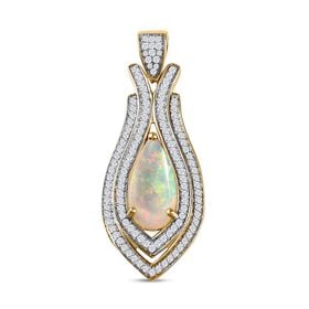 AA natürlicher, äthiopischer Welo Opal und Zirkon-Anhänger - 4,17 ct.