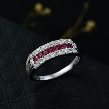 LUXURIANT DIAMOND - AAA Nat&uuml;rlicher Mosambik-Rubin, Lab Grown Diamant Ring 417 Gold (Gr&ouml;&szlig;e 16.50) ca. 1,16 ct