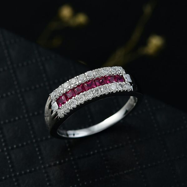 LUXURIANT DIAMOND - AAA Nat&uuml;rlicher Mosambik-Rubin, Lab Grown Diamant Ring 417 Gold (Gr&ouml;&szlig;e 16.50) ca. 1,16 ct image number 1