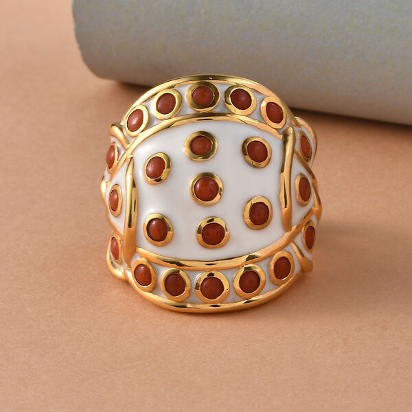 Koralle Ring 925 Silber vergoldet  ca. 1,47 ct image number 2