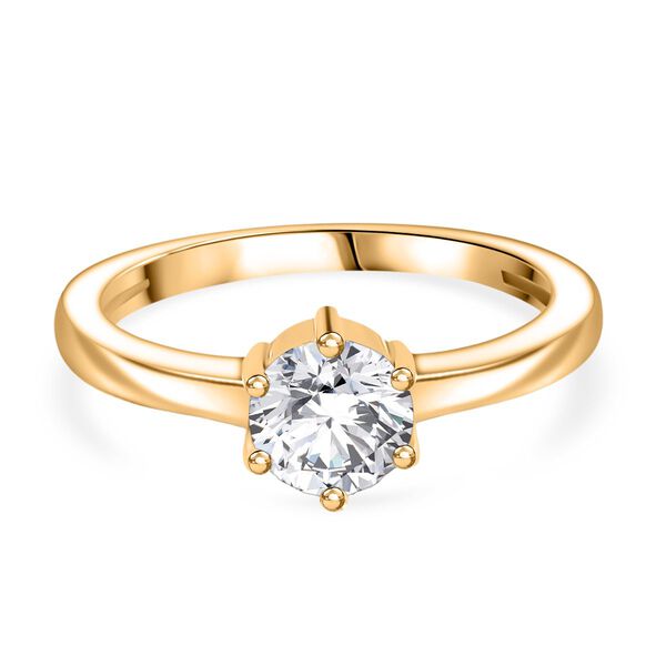 Moissanit Ring 925 Silber vergoldet (Gr&ouml;&szlig;e 16.00) ca. 0,75 ct