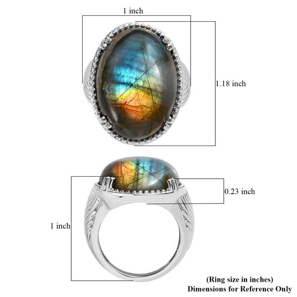 Labradorit Ring, Reiner Edelstahl (Gr&ouml;&szlig;e 18.00) ca. 22,25 ct image number 6