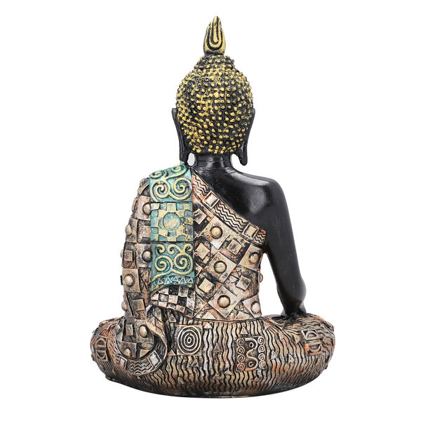 Buddha Statue mit Ornamenten, Schwarz und Gold image number 4