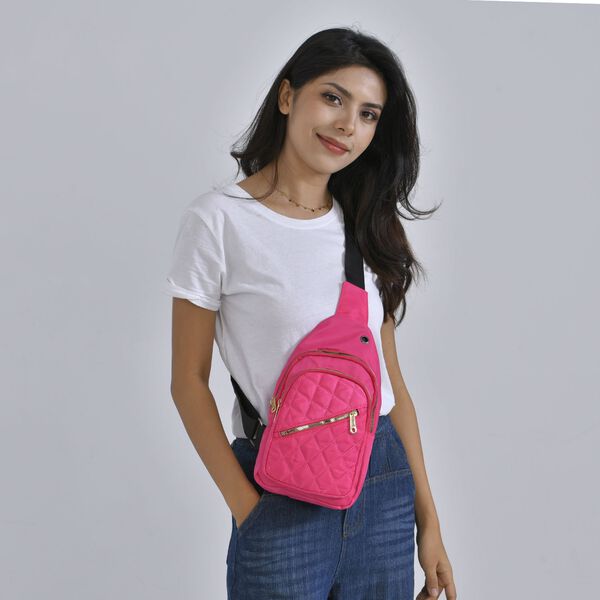 Stepp-Slingtasche mit RFID-Schutz und Kopfhöreröffnung, Größe: 17x7,5x30cm, Rosa image number 11