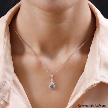 AAA Turkizit und wei&szlig;er Zirkon-Anh&auml;nger, 925 Silber Ros&eacute;gold Vermeil ca. 1.12 ct
