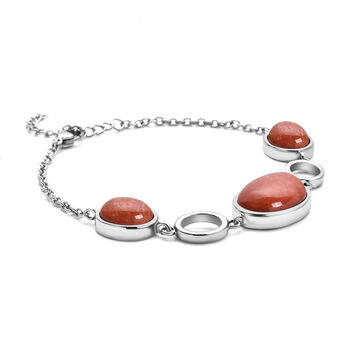 Gef&auml;rbtes, rotes Achat-Armband, ca. 19+3.5 cm, silberfarben, ca. 20.00 ct