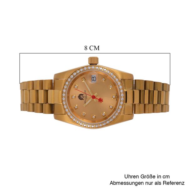 William Hunt - Moissanit-Akzentuhr, Schweizer Uhrwerk, Mineralglas und 5ATM Wasserresistenz, Edelstahl-Armband, goldfarben image number 10