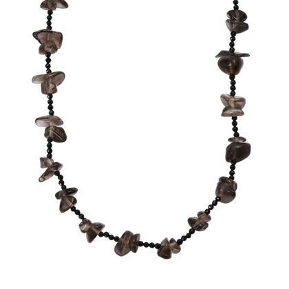 Rauchquarz, Schwarzer Spinell Kette 91 cm ca. 280.00 ct