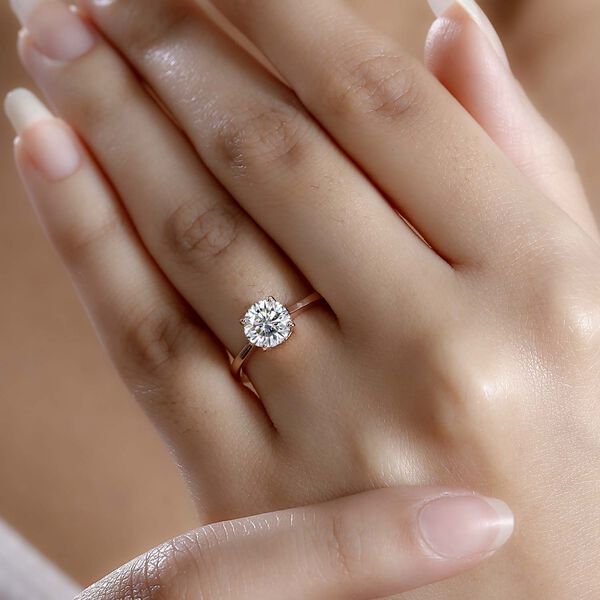 Moissanit Ring, 925 Silber ros&eacute;vergoldet - 1,18 ct. image number 3