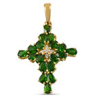 Natürlicher Chromdiopsid und Zirkon Anhänger 925 Silber vergoldet ca. 3.83 ct