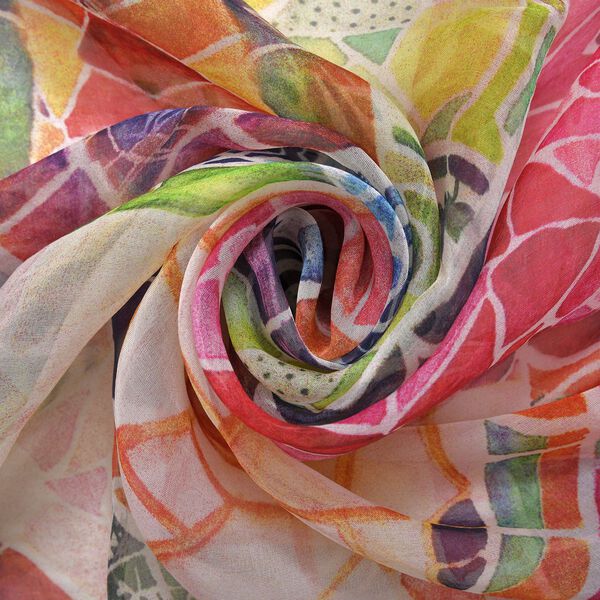 LA MAREY bedruckter Seidenschal, 180x110 cm, abstraktes Muster, Rot image number 4