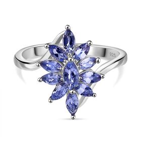 Tansanit Ring 925 Silber rhodiniert (Größe 21.00) ca. 0,95 ct