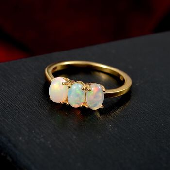AA Nat&uuml;rlicher, &auml;thiopischer Welo Opal Ring, 925 Silber vergoldet - 0,93 ct.