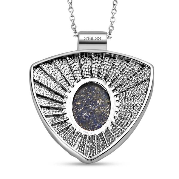 Cleopatra-Stil Lapislazuli Anh&auml;nger mit Kette, 316L Edelstahl ca. 10.50 ct image number 5