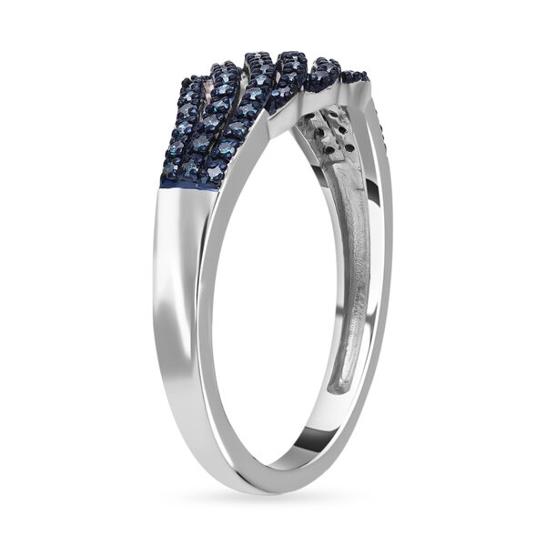 Blauer Diamant Ring, 925 Silber platiniert (Gr&ouml;&szlig;e 21.00) ca. 0.33 ct image number 4