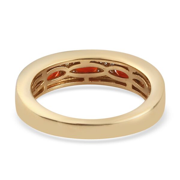 Mexikanischer Kirschfeuer-Opal und Zirkon Ring 925 Silber 585 Vergoldet image number 6