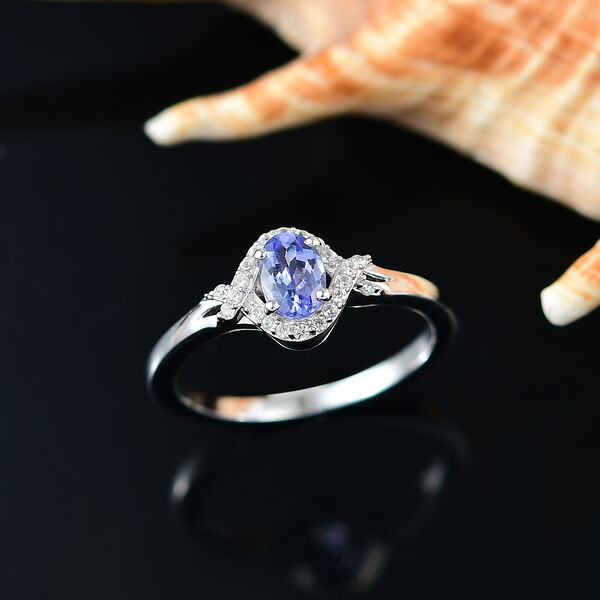 Tansanit und Zirkon Ring, 925 Silber rhodiniert - 0,65 ct. image number 2