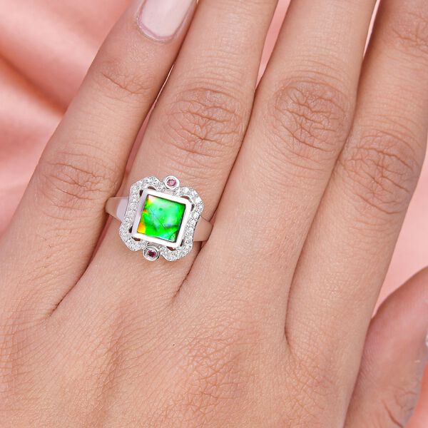 Ammolit, Zirkon und Rhodolith Granat Ring - 1,90 ct. image number 3