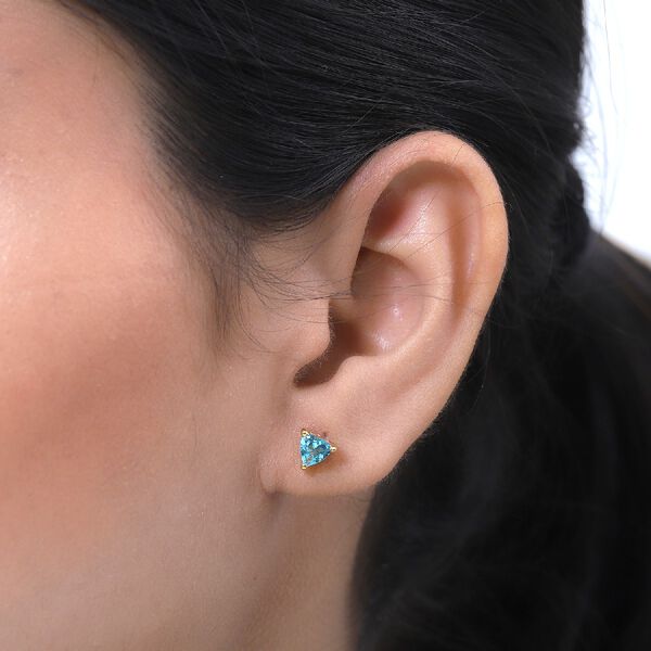 Blaue Apatit Ohrstecker 925 Silber platiniert ca. 0,89 ct