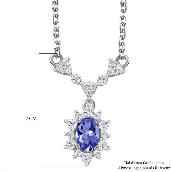 Tansanit, Weißer Zirkon Halskette ca. 45 cm 925 Silber rhodiniert ca. 0.93 ct image number 7