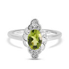 Natürlicher Peridot und Zirkon-Ring, 925 Silber (Größe 17.00) ca. 1,04 ct