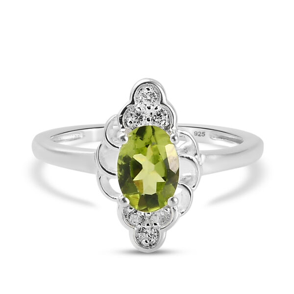 Nat&uuml;rlicher Peridot und Zirkon-Ring, 925 Silber  ca. 1,04 ct