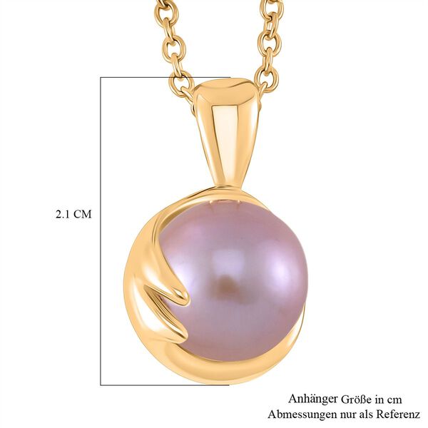 Lila Edison Perle Anh&auml;nger mit Kette, Messing, Reiner Edelstahl, vergoldet image number 6