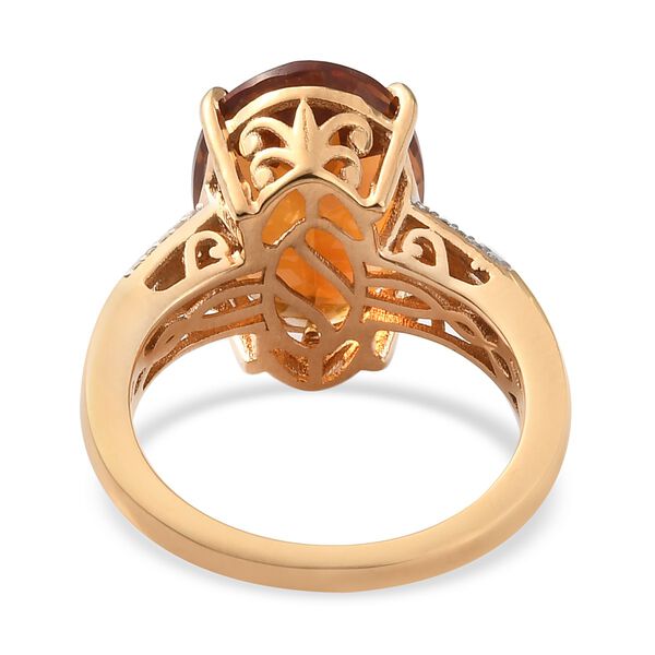 Madira Citrine und Zirkon Solitär Ring 925 Silber 585 Vergoldet image number 6