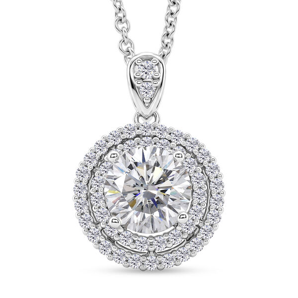 Wei&szlig;er Zirkonia Schmuckset ca. 50 cm Nickelfreies Messing Rhodiniert 2.24 ct