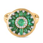 Smaragd Ring 925 Silber vergoldet, (Größe 17.00) ca. 1.65 ct
