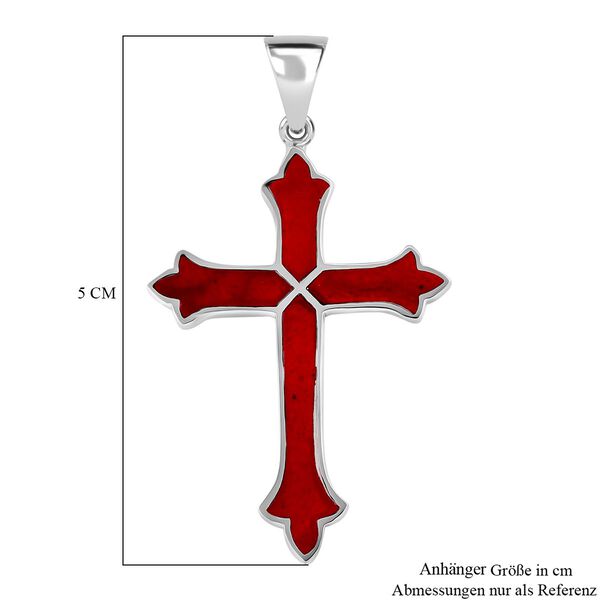 Royal Bali Kollektion- Roter Koralle Kreuz Anh&auml;nger image number 5