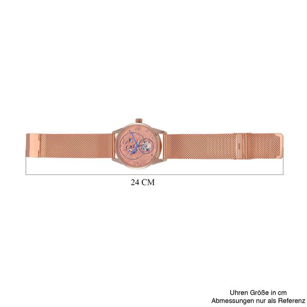 GENOA TIME V2 - Automatische mechanische Uhr mit Drachenmuster und Edelstahl-Mesharmband, 23 cm, rosevergoldet, ca. 89,00g image number 8