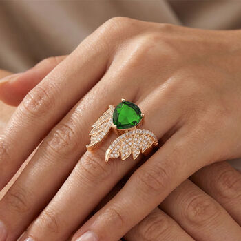 Gr&uuml;ner Zirkonia, Wei&szlig;er Zirkonia Ring Nickelfreies Messing (Gr&ouml;&szlig;e 17.00)