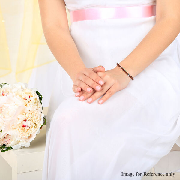 Hessonit Granat-Armreif, 19 cm, Messing platiniert ca. 26,46 ct image number 3