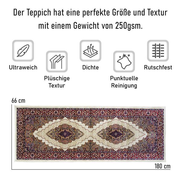 Moderner grauer & mehrfarbiger L&auml;ufer - 950 GSM, Gr&ouml;&szlig;e: 66x180cm, wei&szlig; image number 7