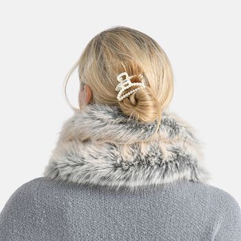 Elastischer Webpelz-Schal, Einheitsgr&ouml;&szlig;e, Wei&szlig;