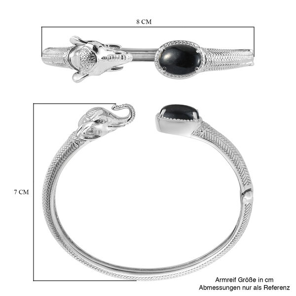 Schwarzer Turmalin Elefantenkopf-Armreif, ca. 19 cm, Edelstahl ca. 6,76 ct image number 6