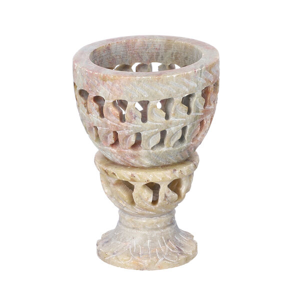 NAKKASHI handgeschnitzter Speckstein Eierbecher, Geometrisches Design, 2 teilig image number 4