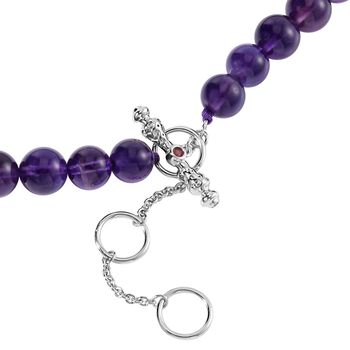 AAA Afrikanischer Amethyst, Roter Granat Halskette, ca. 50 cm 925 Silber rhodiniert ca. 330.09 ct