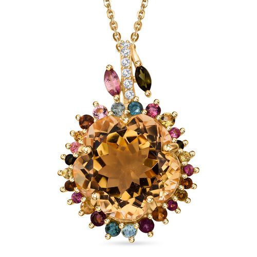 AA Citrin, Multi-Turmalin und Zirkon Anhänger mit 50cm Kette - 11,66 ct. image number 0
