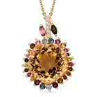 AA Citrin, Mehrfarbig-Turmalin Schmuckset 925 Silber Gelbgold Vermeil ca. 11.66 ct