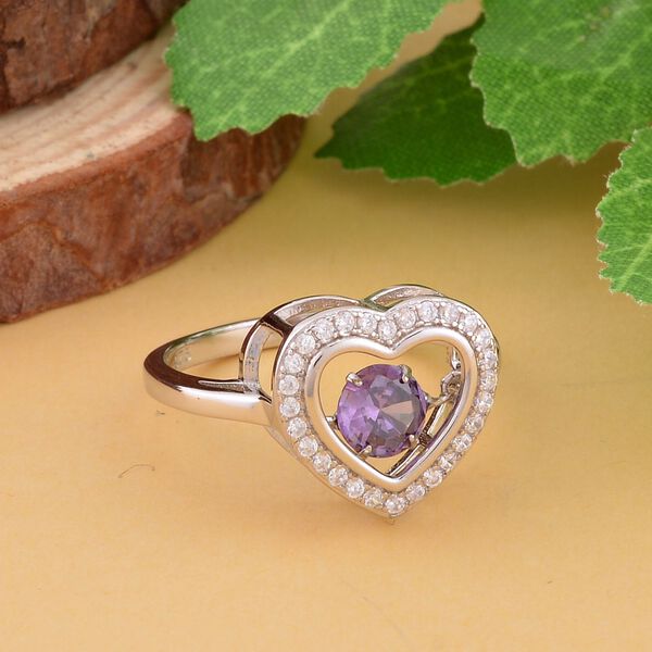 Lila und wei&szlig;er Zirkonia-Ring - 1,02 ct. image number 2