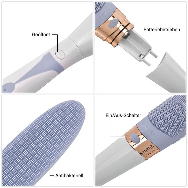 Elektrische Reinigungs-Vibrations-Badeb&uuml;rste mit langem Griff, 43x6,5x4cm, Blau image number 6