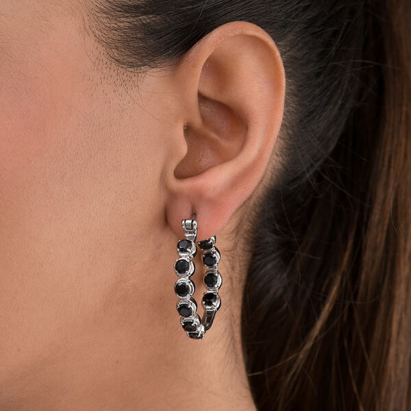 Schwarze Spinell-Creolen, Edelstahl ca. 7,10 ct image number 3