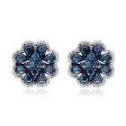 Blaue Diamant Ohrringe, 925 Silber platiniert ca. 0,25 ct
