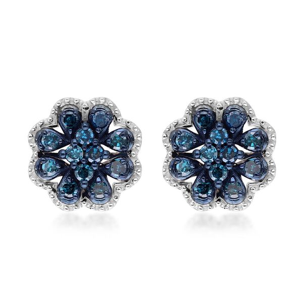 Blaue Diamant Ohrringe, 925 Silber platiniert ca. 0,25 ct image number 0