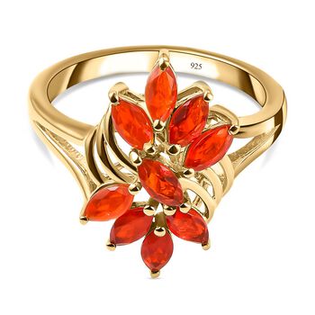 Purpurroter Feueropal-Ring, 925 Silber vergoldet (Gr&ouml;&szlig;e 17.00) ca. 0.84 ct